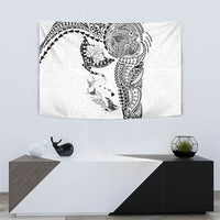 Hawaiian Manta Ray Tribal Tapestry Polynesian Art Motifs White Color