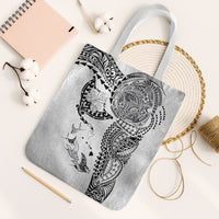 Hawaiian Manta Ray Tribal Tote Bag Polynesian Art Motifs White Color LT03 White Strap One Size White - Polynesian Pride