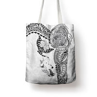 Hawaiian Manta Ray Tribal Tote Bag Polynesian Art Motifs White Color LT03 - Polynesian Pride