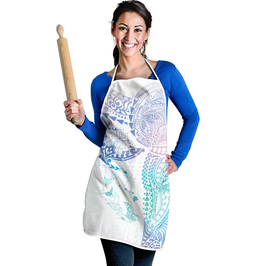 Hawaiian Manta Ray Tribal Apron Polynesian Art Motifs Sweet Pastel LT03 - Polynesian Pride