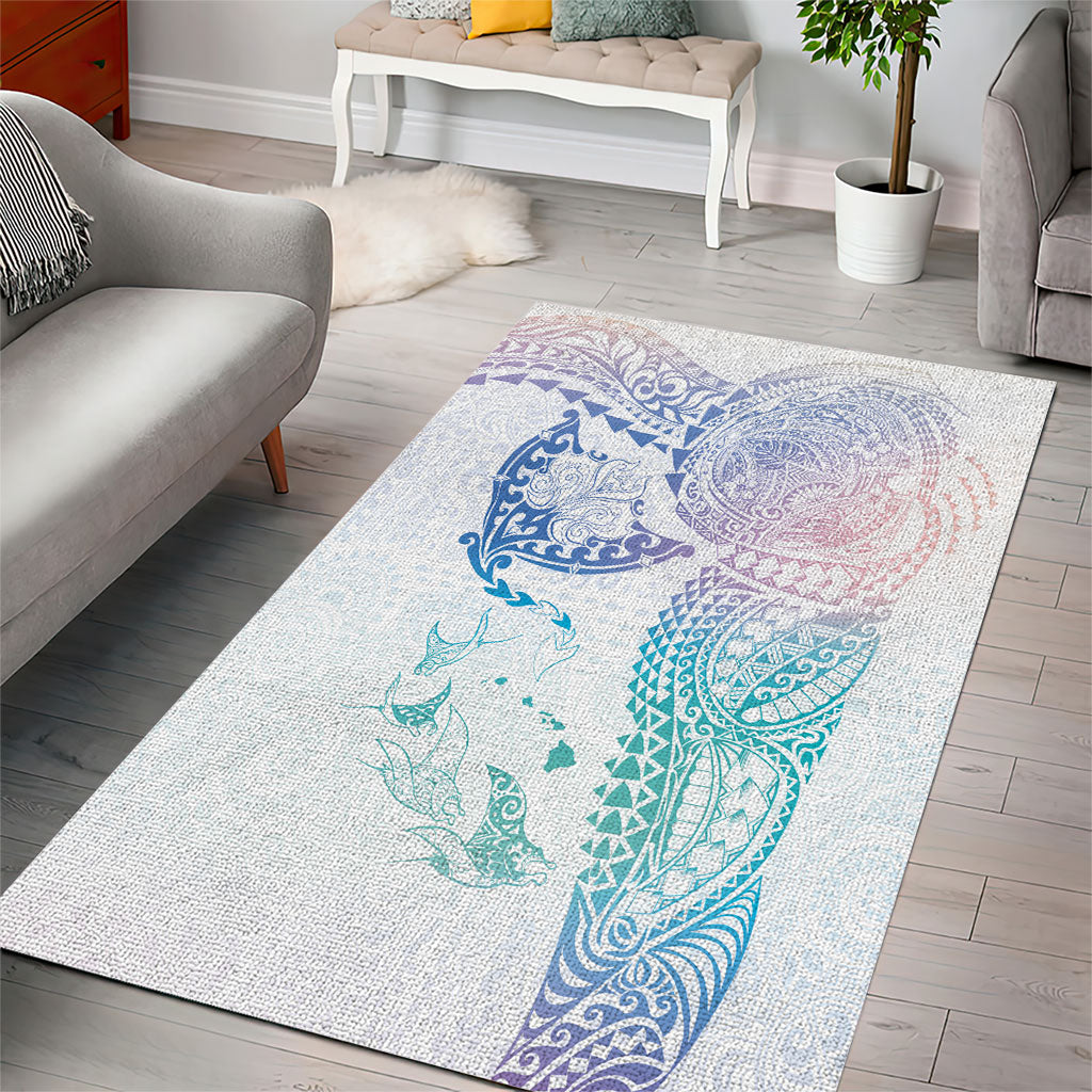 Hawaiian Manta Ray Tribal Area Rug Polynesian Art Motifs Sweet Pastel LT03 - Polynesian Pride