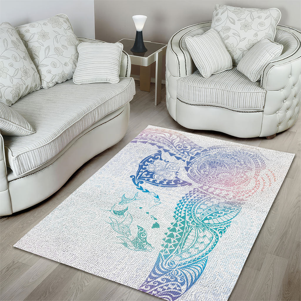 Hawaiian Manta Ray Tribal Area Rug Polynesian Art Motifs Sweet Pastel LT03 - Polynesian Pride