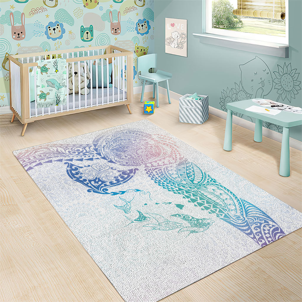 Hawaiian Manta Ray Tribal Area Rug Polynesian Art Motifs Sweet Pastel LT03 - Polynesian Pride