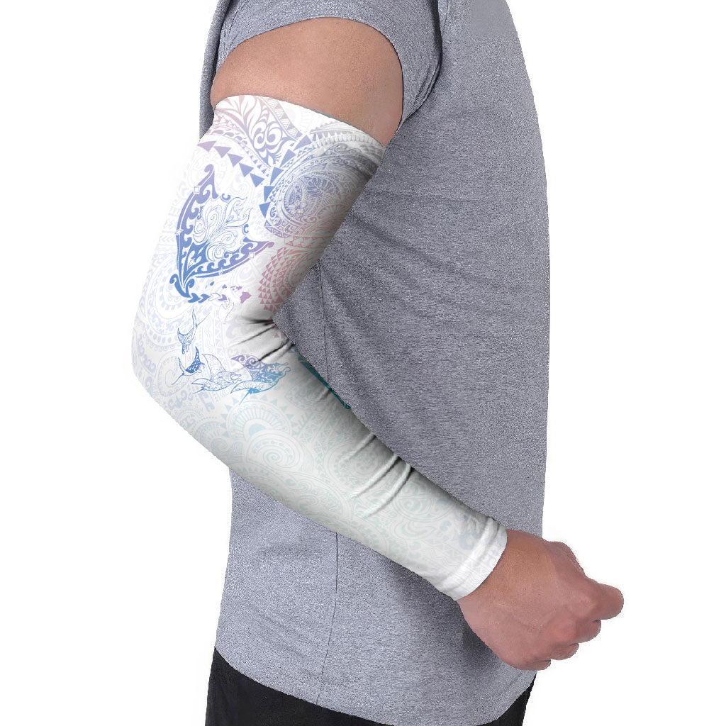 Hawaiian Manta Ray Tribal Arm Sleeves Polynesian Art Motifs Sweet Pastel LT03 - Polynesian Pride