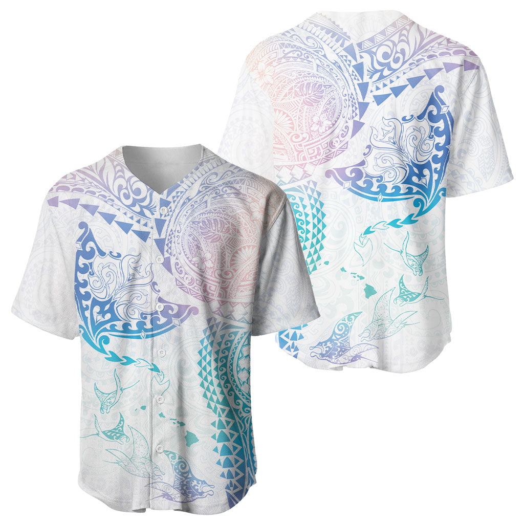 Hawaiian Manta Ray Tribal Baseball Jersey Polynesian Art Motifs Sweet Pastel LT03 - Polynesian Pride