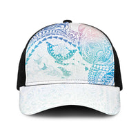 Hawaiian Manta Ray Tribal Baseball Net Cap Polynesian Art Motifs Sweet Pastel LT03 One Size Black Multicolor - Polynesian Pride