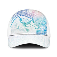 Hawaiian Manta Ray Tribal Baseball Net Cap Polynesian Art Motifs Sweet Pastel LT03 One Size White Multicolor - Polynesian Pride