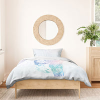 Hawaiian Manta Ray Tribal Bedding Set Polynesian Art Motifs Sweet Pastel