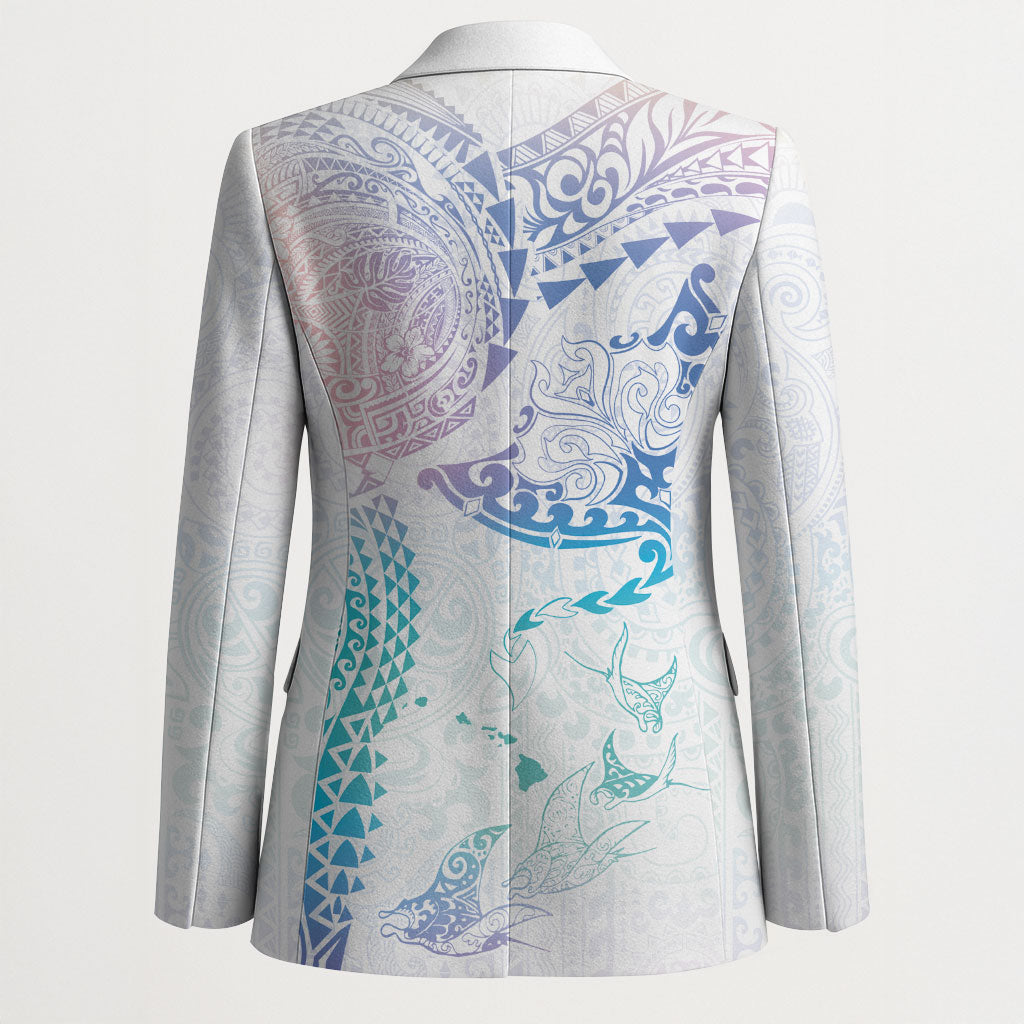 Hawaiian Manta Ray Tribal Blazer Polynesian Art Motifs Sweet Pastel LT03 - Polynesian Pride