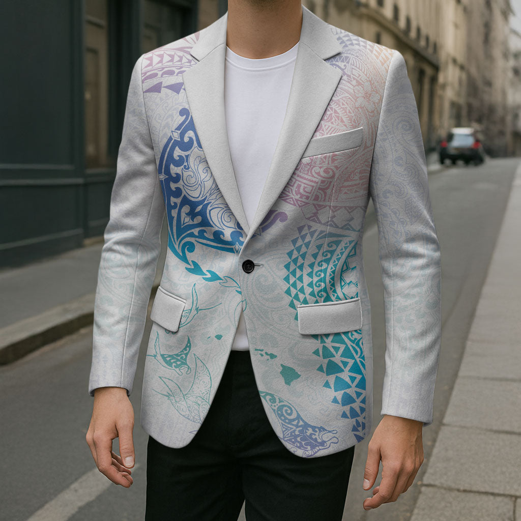 Hawaiian Manta Ray Tribal Blazer Polynesian Art Motifs Sweet Pastel LT03 - Polynesian Pride