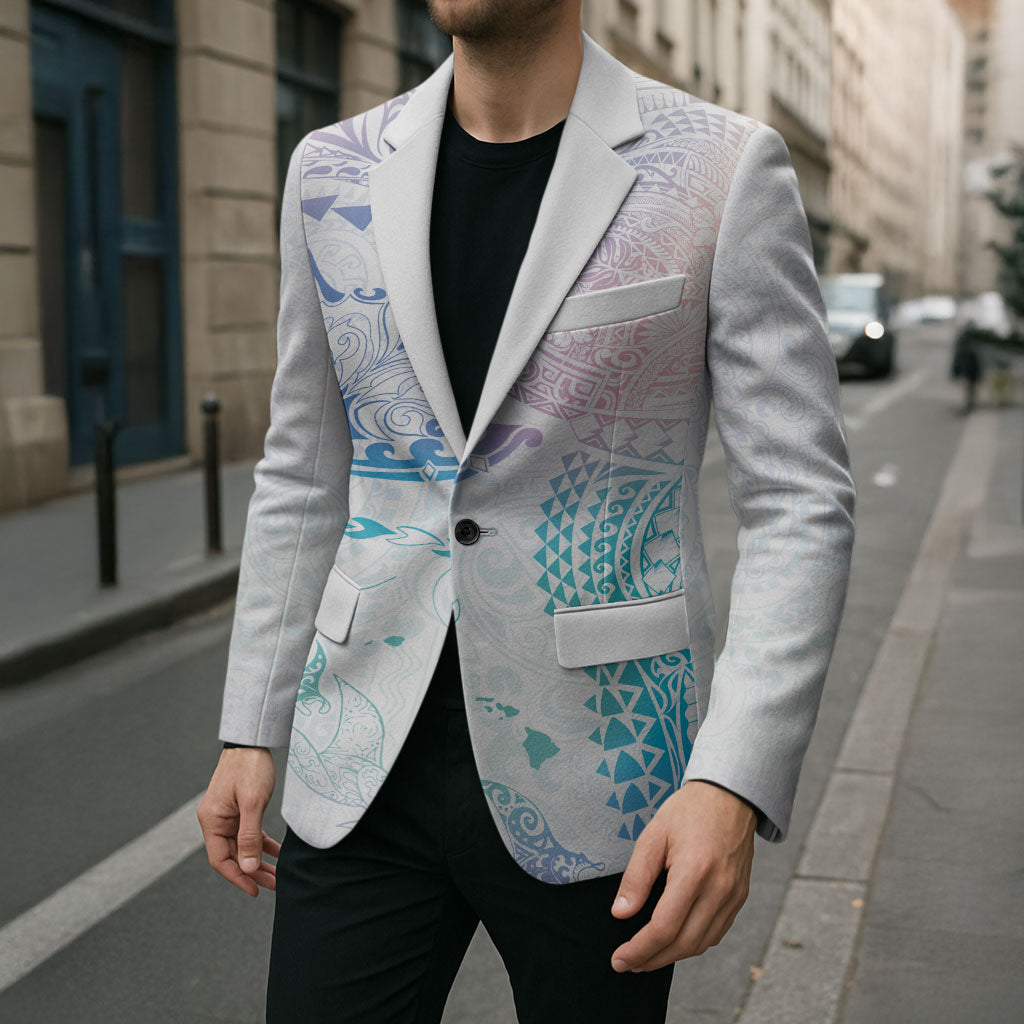 Hawaiian Manta Ray Tribal Blazer Polynesian Art Motifs Sweet Pastel LT03 - Polynesian Pride