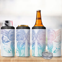 Hawaiian Manta Ray Tribal 4 in 1 Can Cooler Tumbler Polynesian Art Motifs Sweet Pastel