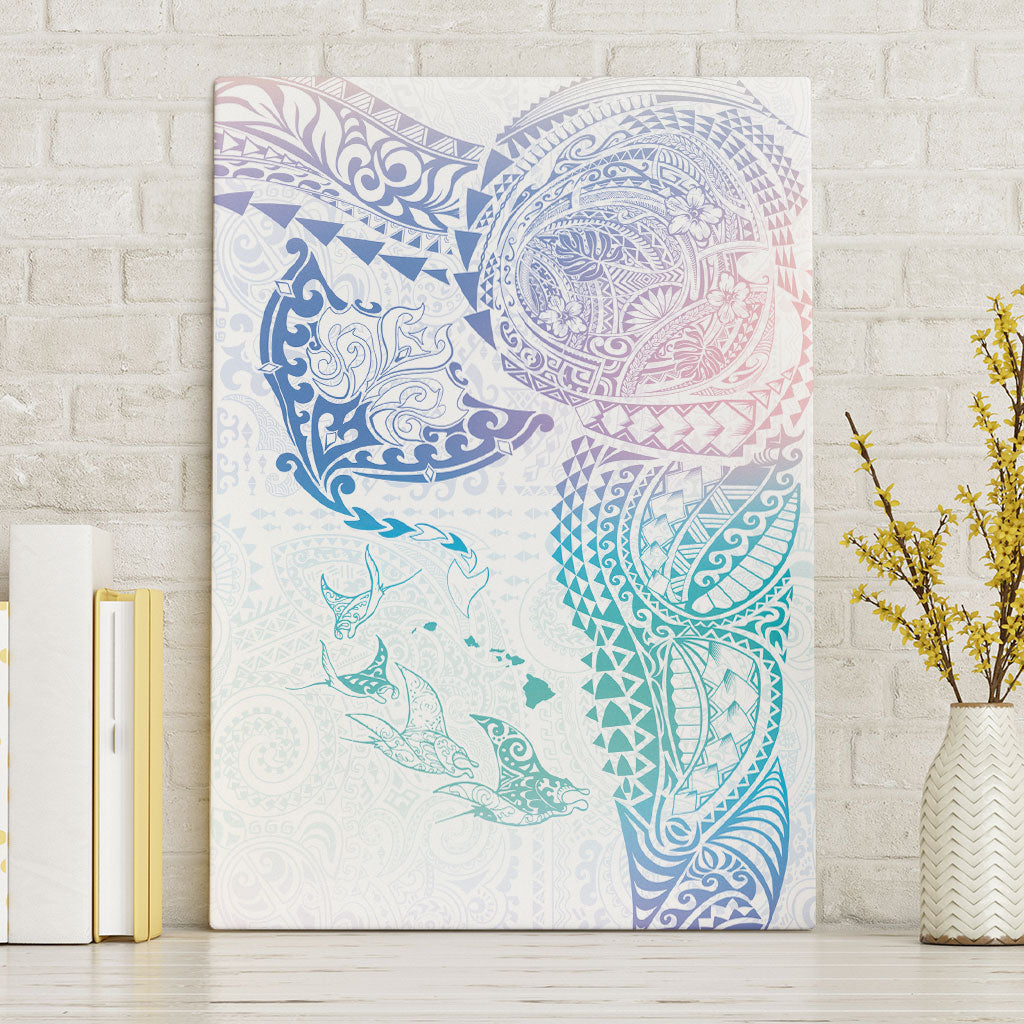 Hawaiian Manta Ray Tribal Canvas Wall Art Polynesian Art Motifs Sweet Pastel LT03 Without Frame Multicolor - Polynesian Pride