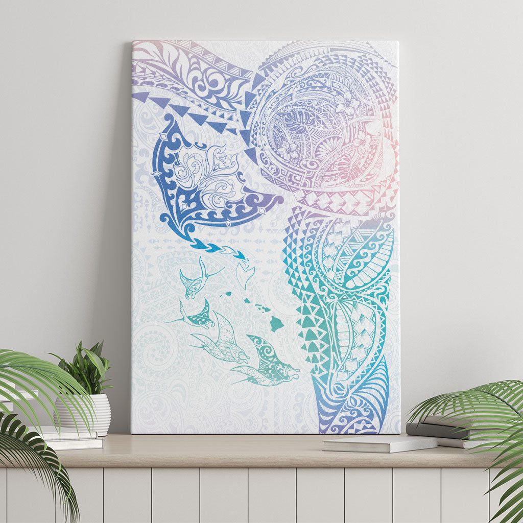 Hawaiian Manta Ray Tribal Canvas Wall Art Polynesian Art Motifs Sweet Pastel LT03 - Polynesian Pride