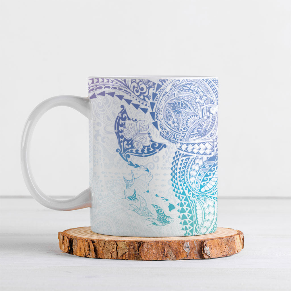 Hawaiian Manta Ray Tribal Ceramic Mug Polynesian Art Motifs Sweet Pastel LT03 Multicolor - Polynesian Pride