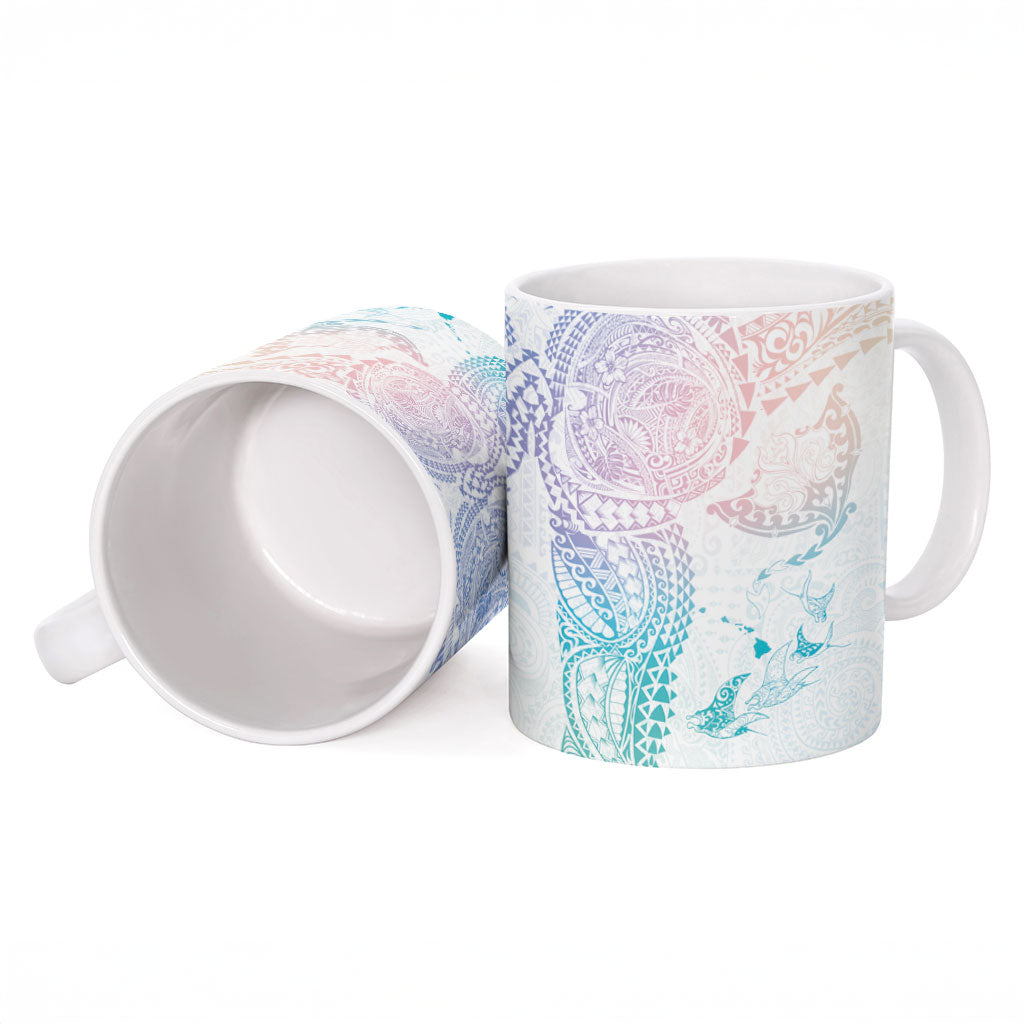 Hawaiian Manta Ray Tribal Ceramic Mug Polynesian Art Motifs Sweet Pastel LT03 - Polynesian Pride