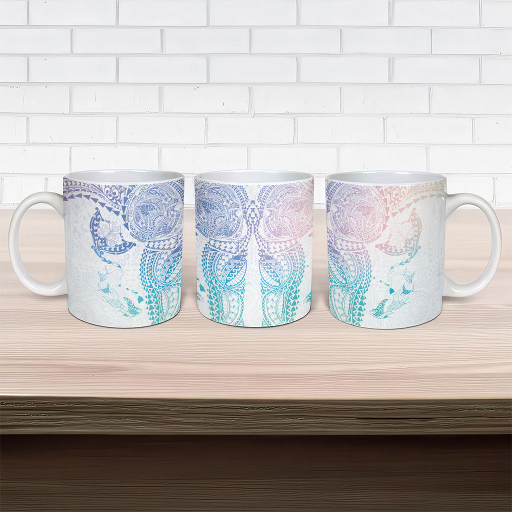 Hawaiian Manta Ray Tribal Ceramic Mug Polynesian Art Motifs Sweet Pastel LT03 - Polynesian Pride