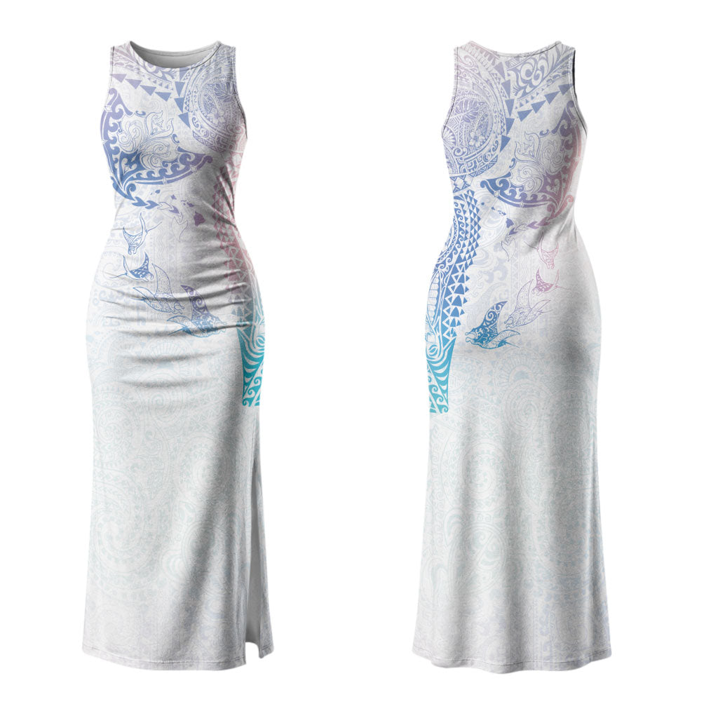 Hawaiian Manta Ray Tribal Couples Matching Tank Maxi Dress and Hawaiian Shirt Polynesian Art Motifs Sweet Pastel LT03 - Polynesian Pride