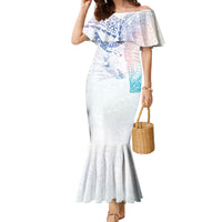 Hawaiian Manta Ray Tribal Family Matching Mermaid Dress and Hawaiian Shirt Polynesian Art Motifs Sweet Pastel