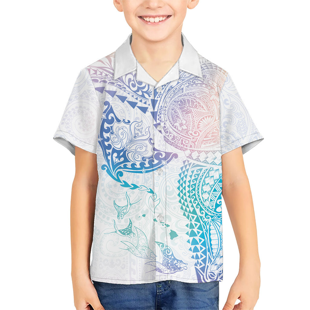 Hawaiian Manta Ray Tribal Family Matching Mermaid Dress and Hawaiian Shirt Polynesian Art Motifs Sweet Pastel