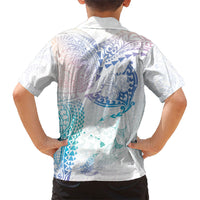 Hawaiian Manta Ray Tribal Family Matching Puletasi and Hawaiian Shirt Polynesian Art Motifs Sweet Pastel