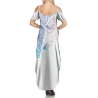 Hawaiian Manta Ray Tribal Family Matching Summer Maxi Dress and Hawaiian Shirt Polynesian Art Motifs Sweet Pastel