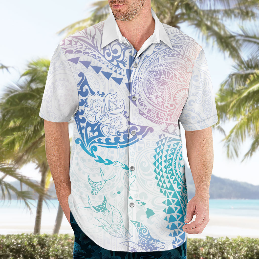 Hawaiian Manta Ray Tribal Hawaiian Shirt Polynesian Art Motifs Sweet Pastel