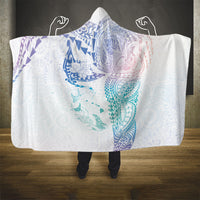 Hawaiian Manta Ray Tribal Hooded Blanket Polynesian Art Motifs Sweet Pastel