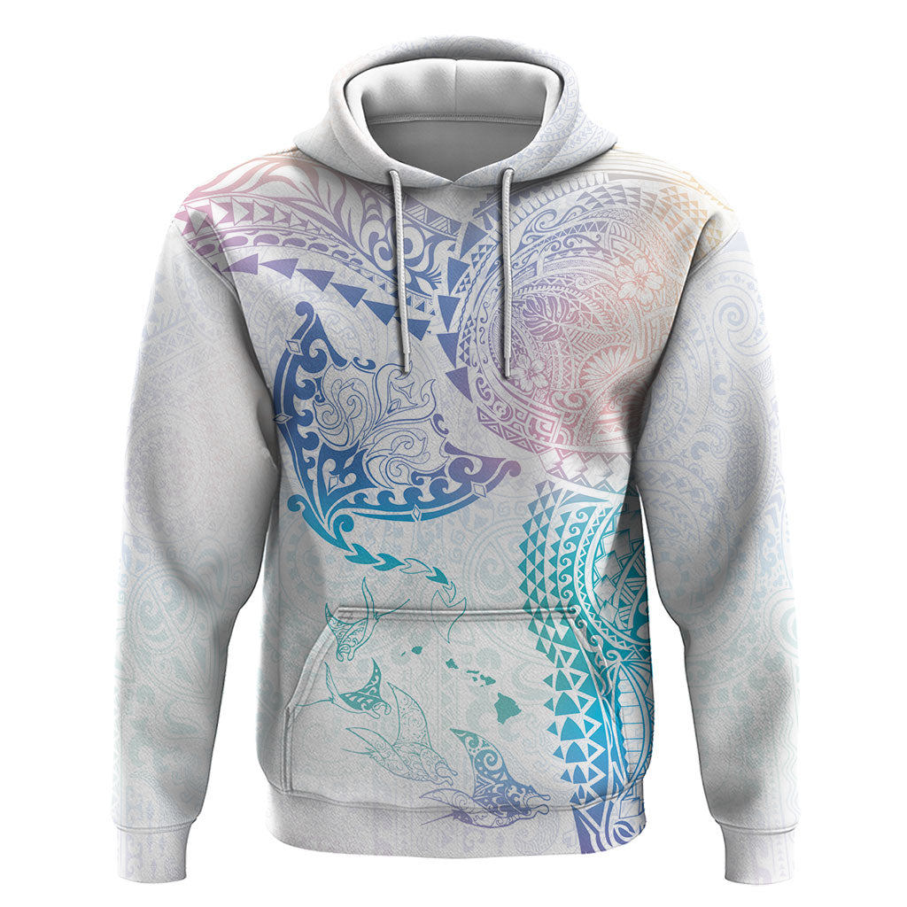 Hawaiian Manta Ray Tribal Hoodie Polynesian Art Motifs Sweet Pastel LT03 Pullover Hoodie Multicolor - Polynesian Pride