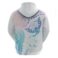 Hawaiian Manta Ray Tribal Hoodie Polynesian Art Motifs Sweet Pastel