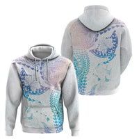 Hawaiian Manta Ray Tribal Hoodie Polynesian Art Motifs Sweet Pastel