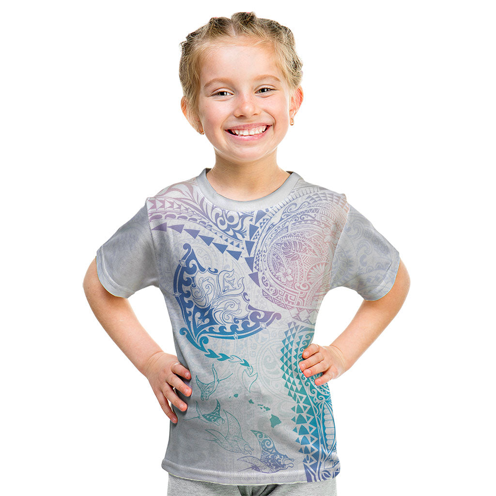 Hawaiian Manta Ray Tribal Kid T Shirt Polynesian Art Motifs Sweet Pastel