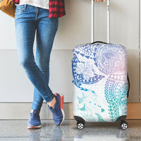 Hawaiian Manta Ray Tribal Luggage Cover Polynesian Art Motifs Sweet Pastel
