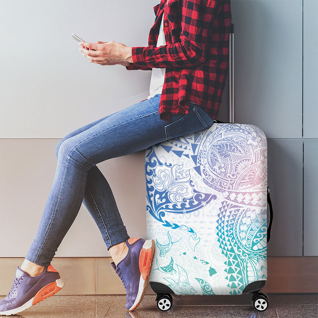 Hawaiian Manta Ray Tribal Luggage Cover Polynesian Art Motifs Sweet Pastel