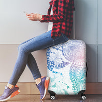 Hawaiian Manta Ray Tribal Luggage Cover Polynesian Art Motifs Sweet Pastel