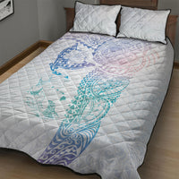 Hawaiian Manta Ray Tribal Quilt Bed Set Polynesian Art Motifs Sweet Pastel LT03 - Polynesian Pride