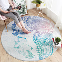 Hawaiian Manta Ray Tribal Round Carpet Polynesian Art Motifs Sweet Pastel LT03 - Polynesian Pride