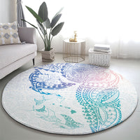 Hawaiian Manta Ray Tribal Round Carpet Polynesian Art Motifs Sweet Pastel LT03 - Polynesian Pride