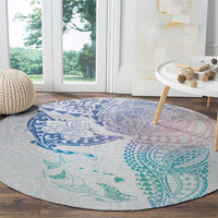 Hawaiian Manta Ray Tribal Round Carpet Polynesian Art Motifs Sweet Pastel LT03 - Polynesian Pride