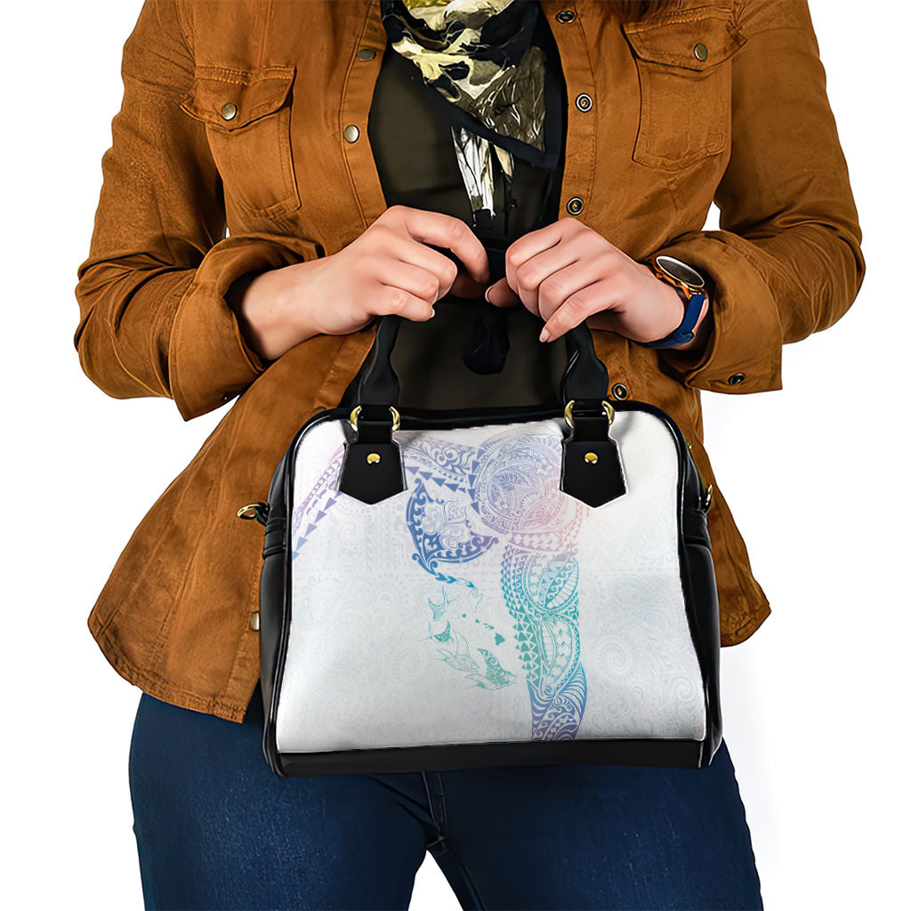 Hawaiian Manta Ray Tribal Shoulder Handbag Polynesian Art Motifs Sweet Pastel LT03 - Polynesian Pride