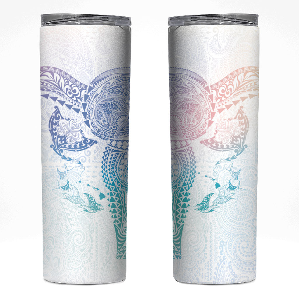 Hawaiian Manta Ray Tribal Skinny Tumbler Polynesian Art Motifs Sweet Pastel