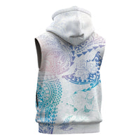 Hawaiian Manta Ray Tribal Sleeveless Hoodie Polynesian Art Motifs Sweet Pastel