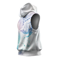 Hawaiian Manta Ray Tribal Sleeveless Hoodie Polynesian Art Motifs Sweet Pastel