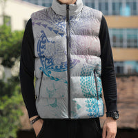 Hawaiian Manta Ray Tribal Sleeveless Puffer Jacket Polynesian Art Motifs Sweet Pastel LT03 - Polynesian Pride