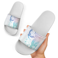 Hawaiian Manta Ray Tribal Slide Sandals Polynesian Art Motifs Sweet Pastel LT03 - Polynesian Pride