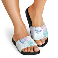 Hawaiian Manta Ray Tribal Slide Sandals Polynesian Art Motifs Sweet Pastel LT03 - Polynesian Pride