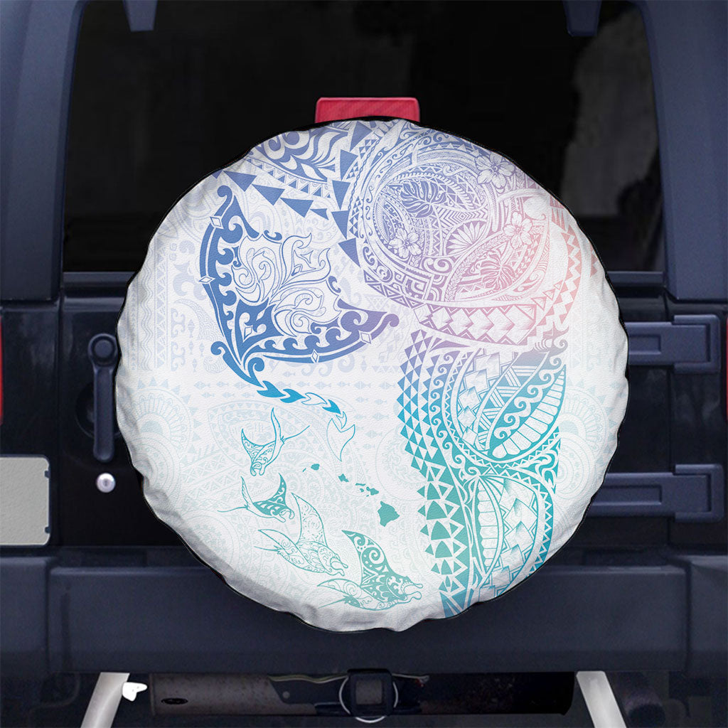 Hawaiian Manta Ray Tribal Spare Tire Cover Polynesian Art Motifs Sweet Pastel LT03 No hole Multicolor - Polynesian Pride