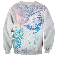 Hawaiian Manta Ray Tribal Sweatshirt Polynesian Art Motifs Sweet Pastel