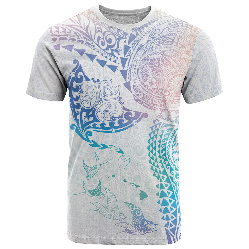 Hawaiian Manta Ray Tribal T Shirt Polynesian Art Motifs Sweet Pastel