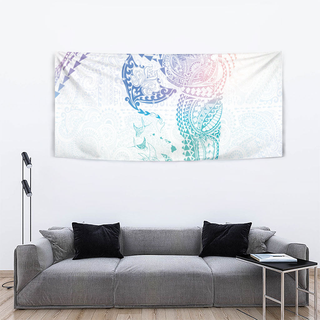 Hawaiian Manta Ray Tribal Tapestry Polynesian Art Motifs Sweet Pastel LT03 - Polynesian Pride